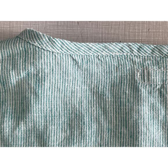 Flax Sz M Striped A-Line Swing Tunic Top Green Linen Lagenlook Artsy Breezy - Picture 10 of 14
